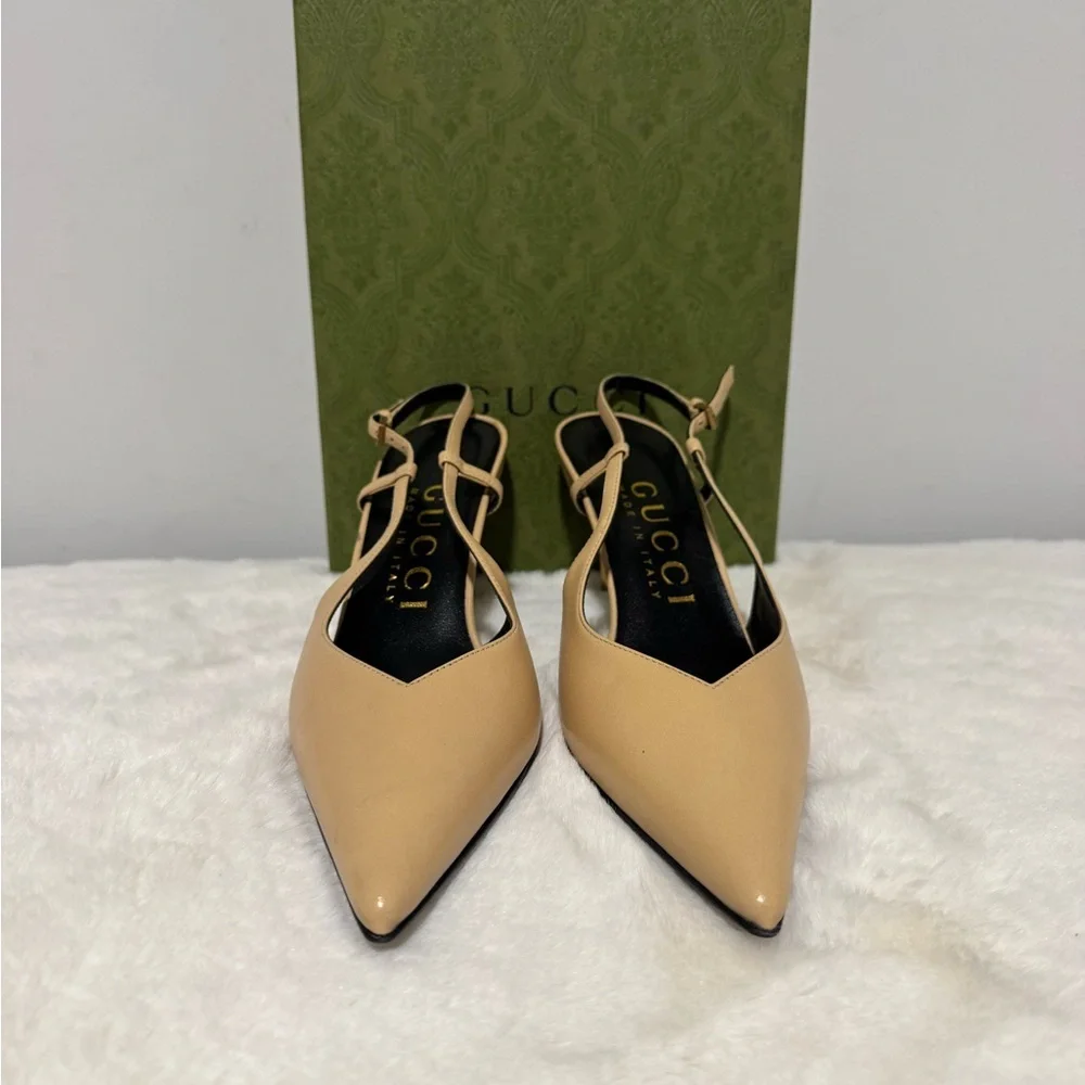 Gucci Women's Beige Slingback Heels - Picture 2 of 9